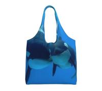 Zouey Bolso de lona de un solo hombro, bolso de lona para mujer, bolso de hombro, bolso de compras, estampado de tiburón y orca.