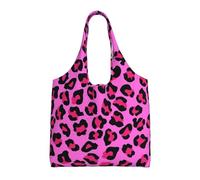 Zouey Bolso de lona de un solo hombro, bolso de lona para mujer, bolso de hombro, bolso de compras, estampado de leopardo morado