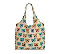 Zouey Bolso de lona de un solo hombro, bolso de lona para mujer, bolso de hombro, bolso de compras, Happy Staffy Cream