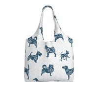 Zouey Bolso de lona de un solo hombro, bolso de lona para mujer, bolso de hombro, bolso de compras, perro salchicha con lunares azules