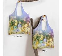 Zouey Bolso de lona de un solo hombro, bolso de lona para mujer, bolso de hombro, bolso de compras, pintura de diente de león primaveral, flor pastel morada