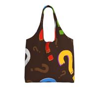 Zouey Bolso de lona de un solo hombro, bolso de lona para mujer, bolso de hombro, bolso de compras, signo de interrogación colorido