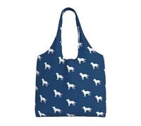 Zouey Bolso de lona de un solo hombro, bolso de lona para mujer, bolso de hombro, bolso de compras, siluetas de labrador sobre azul marino