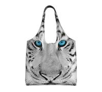 Zouey Bolso de lona de un solo hombro, bolso de lona para mujer, bolso de hombro, bolso de compras, tigre blanco y negro