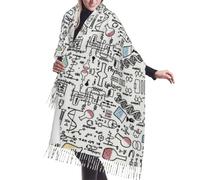 Zouey Bufanda de mujer cálida estampada, chal de mujer, bufanda de imitación de cachemir, experimentos de química, ciencia, experimentos científicos