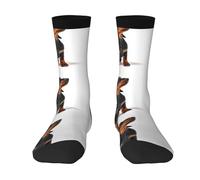 Zouey Calcetines de media pantorrilla con protección contra la humedad, calcetines casuales estampados para correr, calcetines deportivos casuales, lindo cachorro de perro salchicha sentado