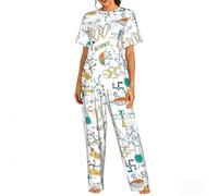 Zouey Conjunto de Pijama de Manga Corta para Mujer con Cuello Redondo y Bolsillos, Ropa de Dormir, Laboratorio de Ciencias, educación en biología y química.,As Shown,2XL