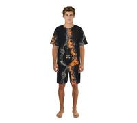 Zouey Conjunto de Pijama para Hombre: camisón de Cuello Redondo con Bolsillos, Mangas Cortas y Pantalones Cortos, Cold Acoustic Guitar On Fire,One Size,2XL