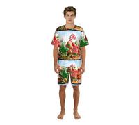 Zouey Conjunto de Pijama para Hombre con Cuello Redondo y Bolsillos, Manga Corta, pantalón Corto y camisón, Estampado de Hombre de Jengibre.,One Size,S