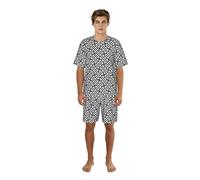 Zouey Conjunto de Pijama para Hombre con Cuello Redondo y Bolsillos, Manga Corta, pantalón Corto y camisón, Estampado Tradicional Chino Sayagata, Fondo Abstracto.,One Size,3XL