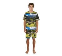 Zouey Conjunto de Pijama para Hombre con Cuello Redondo y Bolsillos, Manga Corta, pantalón Corto y Nido de Oveja de Nariz Negra de los Alpes suizos de Valais, Animales de la Naturaleza,One Size,3XL