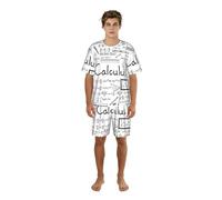 Zouey Conjunto de Pijama para Hombre con Cuello Redondo y Bolsillos, Manga Corta, Pantalones Cortos, geometría matemática, cálculo,One Size,3XL