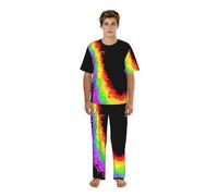 Zouey El Amor vence al arcoíris, Conjunto de Pijama de Manga Corta para Hombre con Cuello Redondo y Bolsillos.,As Shown,L