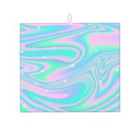 Zouey Fondo Abstracto holográfico en neón Pastel, escurridor de Platos para encimera de Cocina, Absorbente, 41 x 46 cm