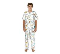 Zouey Laboratorio de Ciencias, Educación, Biología, Química, Conjunto de Pijama de Manga Corta para Hombre, Cuello Redondo con Bolsillos, Ropa de Dormir,As Shown,M