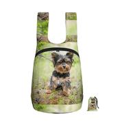 Zouey Mochila plegable de almacenamiento de poliéster, portátil, para viajes y compras, con cremalleras, diseño de Yorkshire Terrier, cachorros y mascotas.
