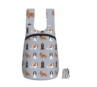 Zouey Mochila plegable de almacenamiento de poliéster, portátil, para viajes y compras, reutilizable, con cremalleras, para perros Cavalier King Charles Spaniel y perros mestizos.