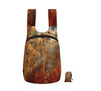 Zouey Mochila plegable de almacenamiento de poliéster, portátil, para viajes y compras, reutilizable, con cremalleras, diseño moderno abstracto con salpicaduras de tinta y lámina dorada.