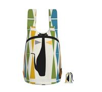 Zouey Mochila plegable de almacenamiento de poliéster, portátil, para viajes y compras, reutilizable, con cremalleras, diseño de gato de arte moderno del siglo XX.