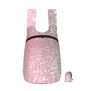 Zouey Mochila plegable de almacenamiento de poliéster, portátil, para viajes y compras, reutilizable, con cremalleras, oro rosa brillante, lujosa y moderna.