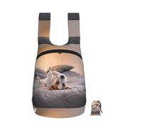 Zouey Mochila plegable de poliéster, portátil, para viajes y compras, reutilizable, con cremalleras, diseño de un lindo perrito Jack Russell Terrier.