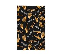 Zouey Paños de Cocina absorbentes con diseño de saxofón, trombón y música, Color Negro, 41 x 66 cm