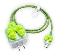 zougon Compatible con iPhone 18 W/20 W USB-C funda de cargador lindo diseño de pajarita 3D, protector de cargador suave transparente Kawaii protector de cable para iPhone 11 12 13 14 15 16 17 |