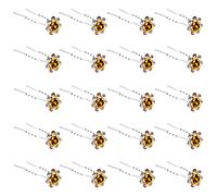 ZOUIQSS Paquete de 20 horquillas para el pelo de cristal (amarillo) con diseño de rosas y diamantes de imitación para novia, boda, accesorios de joyería para el cabello, con recipiente transparente
