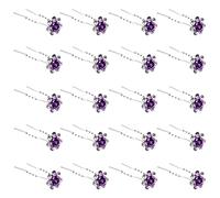 ZOUIQSS Paquete de 20 horquillas para el pelo de cristal (violeta) con diseño de rosas y diamantes de imitación para novia, boda, accesorios de joyería para el cabello, con recipiente transparente