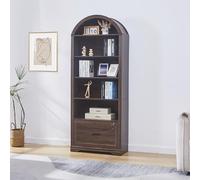Zounghy Estantería Alta 70 cm, Librería con 5 Estantes Abiertos y Armario con Puertas, Mueble de Almacenamiento para Salón, Dormitorio u Oficina, 70×30×177 cm