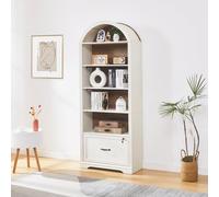 Zounghy Estantería Alta 70 cm, Librería con 5 Estantes Abiertos y Armario con Puertas, Mueble de Almacenamiento para Salón, Dormitorio u Oficina, 70×30×177 cm