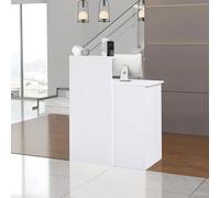 Zounghy Mostrador de Recepción Moderno 80 cm, Mueble de Oficina de MDF con Cajón Cerradura y Estantes Abiertos, Escritorio de Recepción para Peluquería, Centro de Belleza, Tienda, Hotel y Oficina