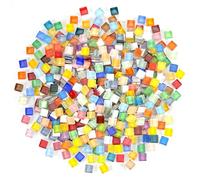 Zourglow 1KG Piedras de Mosaico para Manualidades, Azulejos de Mosaico de Cristal de Cuadradas de 1 x 1 cm, Kit Mosaico para Baño, Cocina, Decoración del Hogar Bricolaje (Multicolor, Cuadrado)