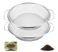 Zourglow 2 Piezas Tamiz de Jardín 30CM, Tamiz de Suelo Ø3, 6mm con Asa | Metálicas Tamiz de Compost para Suelos, Grava, Semillas, Piedras, Malezas, Arena
