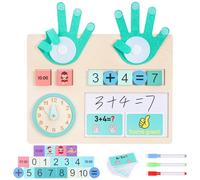 Zourglow Montessori Matemáticas para 3 4 5 Años, Juguetes Matemáticos con Bloques Numéricos, Contar Dedos, Reloj Madera Educativos, Contando Juego de Aprendizaje para Niños Niñas