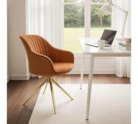 Zouron - Silla de Comedor con Patas Doradas, Silla de Oficina giratoria, Sillón de Terciopelo,sillón de salón con apoyabrazos y Asiento Acolchado Grueso, sillas de Cocina, Naranja