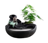 ZOUTACHENG Indoor Fountains Ceramic Zen Fountain Interior Decoration Fountain 9.1" Decoration Gift Tabletop Fountain (Color : White) (White) (Black)