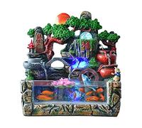 ZOUTACHENG Living Room Decoration Fountain Tabletop Water Fountain Lucky Gift Resin Artificial Rock Waterfall Fountain Desktop Fountain with Transparent Glass Fish Tank S