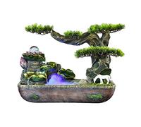 ZOUTACHENG Living Room Decoration Fountain Tabletop Water Fountain Zen Indoor Fountain Indoor 2-Tier Water Fountain and Resin Pine Tree Decorative Fountain Desktop Tabletop Decorative wi