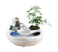 ZOUTACHENG Water Fountain Desktop Ornament Ceramic Zen Fountain Interior Decoration Fountain 9.1" Decoration Gift Zen Meditation Fountain Crafts (Color : Black) (White)
