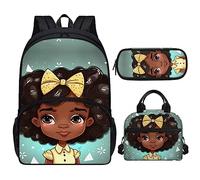 ZOUTAIRONG Black Girl Magic - Lonchera escolar con diseño de niña afroamericana, bolsa de almuerzo, mochila afro para niñas, mochila para estudiantes de primaria y niños