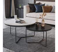 ZOUTYI Juego de 2 mesas de Centro Redondas Nido, mesas auxiliares Modernas para Sala de Estar con Tapa de mármol y Marco de Metal Resistente, Mesa Decorativa apilable de Alto Brillo para Dormitorio