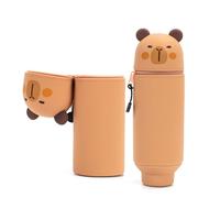 Zouwel Capybara Estuche 2 en 1 de silicona, estuche Kawaii para niñas y niños, estuche para lápices de colores, rotuladores