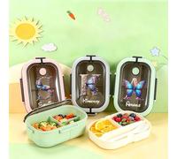 zouwii Personalized Butterfly Alphabet Lunch Box - Custom Name & Letter Bento Box With Spoon & Fork - Leak-Proof, BPA-Free Lunch Container with Snack Compartment