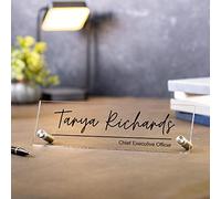 zouwii Placa De Nombre De Acrílico De Pie - 10x2.75 Nombre Personalizado Y Posición Escritura Clara Escritorio Ejecutivo Ceo Sign, New Job Office Business Decor, Company Promotion Gift