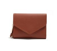 zouxangzz Simple cartera corta con borla para mujer, con clip de dinero, colgante de amor, multicolor, bolso pequeño, Brown, S, Moderno
