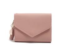 zouxangzz Simple cartera corta con borla para mujer, con clip de dinero, colgante de amor, multicolor, bolso pequeño, Pink, S, Moderno