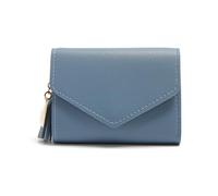 zouxangzz Simple cartera corta con borla para mujer, con clip de dinero, colgante de amor, multicolor, bolso pequeño, azul claro, S, Moderno