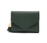 zouxangzz Simple cartera corta con borla para mujer, con clip de dinero, colgante de amor, multicolor, bolso pequeño, verde oscuro, S, Moderno