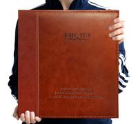 Zoview Álbum de fotos magnético autoadhesivo, álbum familiar, cubierta de cuero, álbumes hechos a mano con capacidad para fotos de 3 x 5, 4 x 6, 5 x 7, 6 x 8, 8 x 10 pulgadas (rojo marrón, grande)
